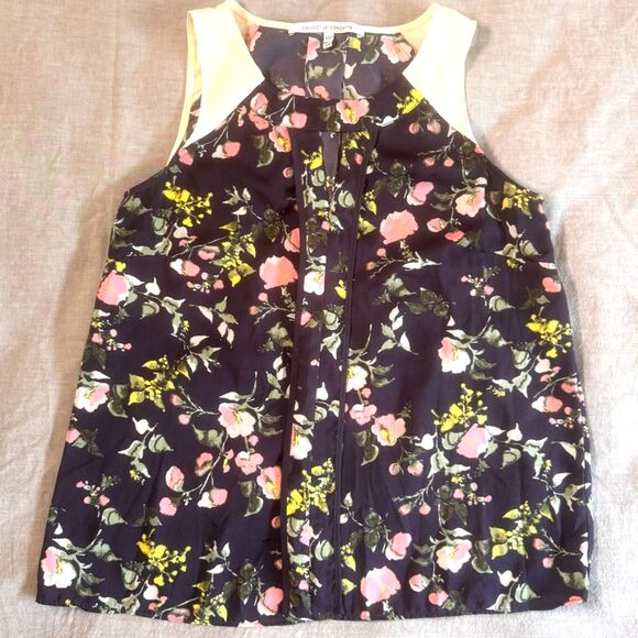 Collective Concepts Blue Floral Tank Blouse Womens XSmall Petite Casual Keyhole - Picture 9 of 10